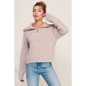 NEW ALLIE ROSE soft plush half zip sweater in almond